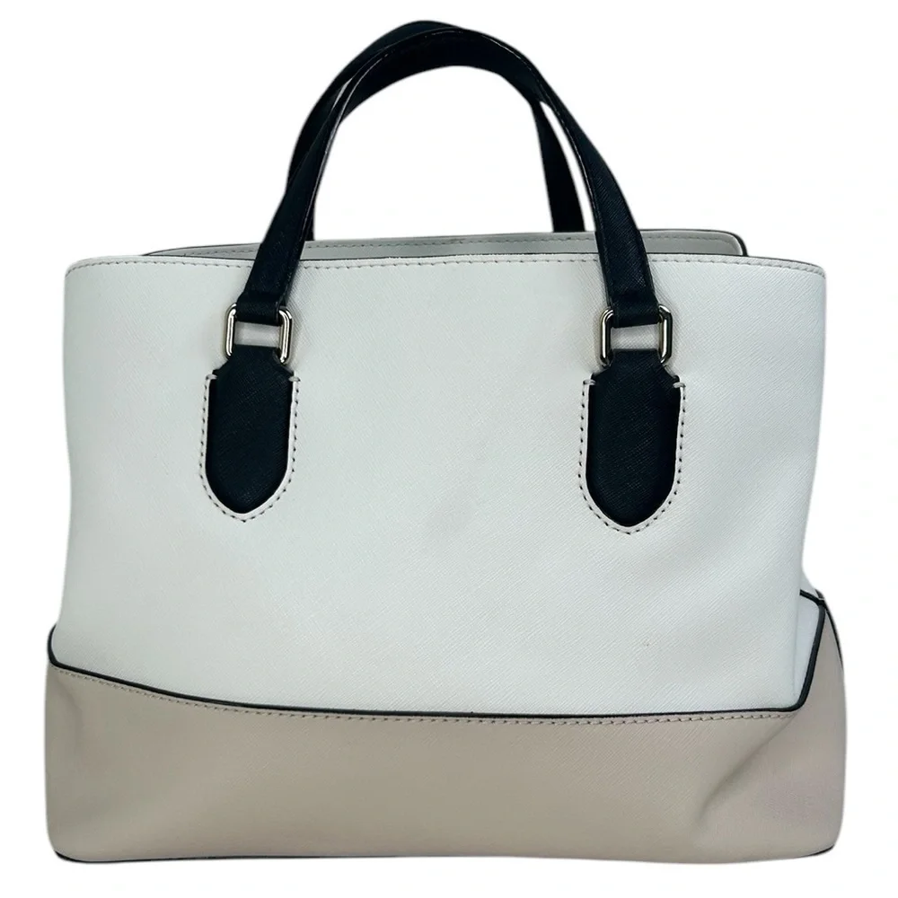 Kate Spade Laurel Way Evangelie Tote Cream Nude Black Straps Gold Satchel Bag